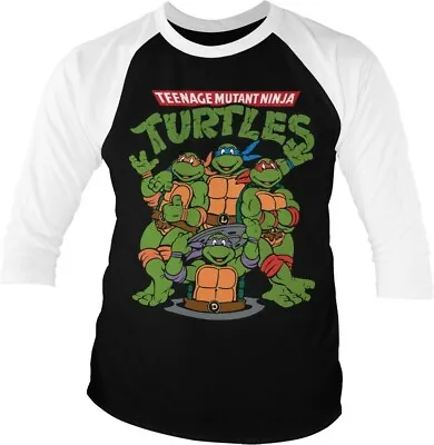 Buy Teenage Mutant Ninja Turtles Group Baseball 3/4 Sleeve Tee T-Shirt White-Black • 26.04£