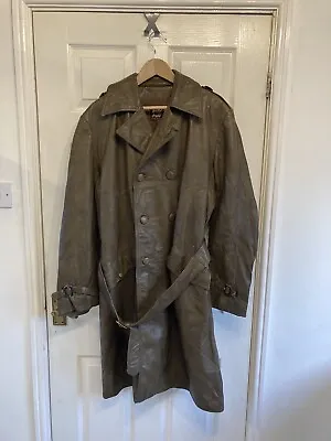 Buy Vintage Leather Military Trench Coat Jacket Wild Bull 40” J319 • 65£