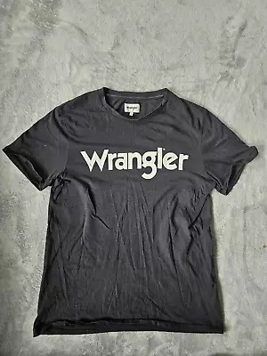 Buy Mens Wrangler Short Sleeve Black T Shirt 100% Cotton Size Small • 6.99£