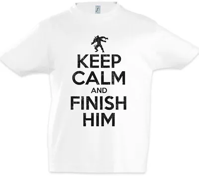 Buy Keep Calm And Finish Him Kids Boys T-Shirt Mortal Fun Raiden Kombat Gamer • 16.99£