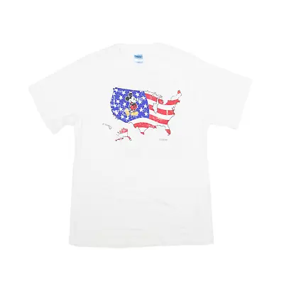 Buy DISNEY Mens America Mickey Mouse T-Shirt White Short Sleeve M • 7.99£