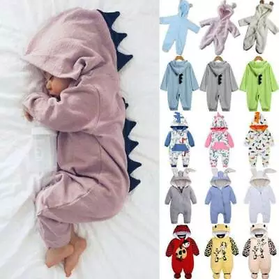 Buy Newborn Baby Bunny Bear Hoodie Zip Up Romper Jumpsuit Clothes Playsuit Casual • 12.82£