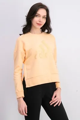 Buy Adidas Women ID Glam Fleece Sweatshirt Pullover Crew Neck Glow Orange Size M $60 • 14.78£