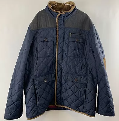 Buy MARKS & SPENCER COAT JACKET 2XL NAVY Quilted Padded Corduroy Elbow Collar Trim • 20.98£