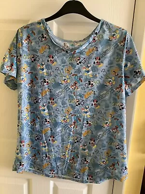 Buy 2019 Disneyland Resort Blue V-Neck T-Shirt -Mickey,Donald,Pluto & Gang- Large • 20£
