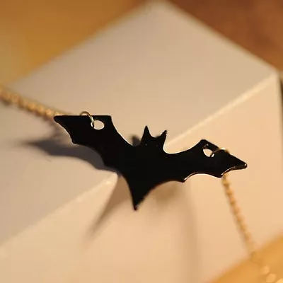 Buy Bat Necklace Pendant Gift Gold Chain Retro Costume Jewellery Goth Black NEW • 2.49£