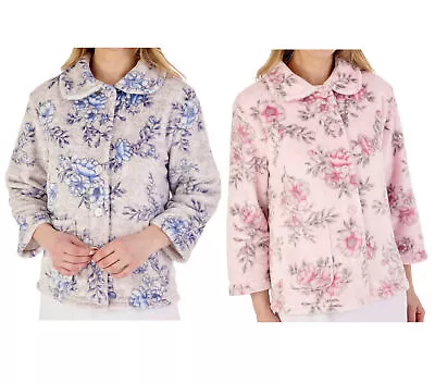 Buy Floral Bed Jacket Slenderella Ladies Flannel Fleece Traditional Button Housecoat • 25.75£