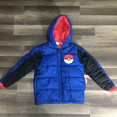 Buy Pokemon Pikachu Zip Up Winter Coat Puffer Jacket Kids Sz 7-8 NEW • 21.37£