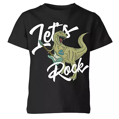 Buy Let's Rock T Rex Dinosaur Playing Guitar Boys Girl Funny Kids T Shirt #Or#P1#A • 7.59£