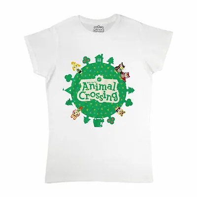 Buy Official Nintendo Animal Crossing Logo T Shirt Ladies Skinny Game NEW • 7.99£