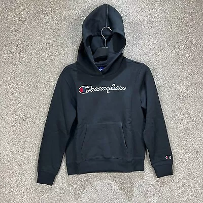 Buy CHAMPION Boys Hoodie 13-14 Years Extra Large Black White Spell Out Logo Hooded • 15.99£