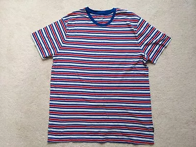Buy WRANGLER Mens Blue Red White Striped T-Shirt Top Round Neck Size M MEDIUM  • 9.99£