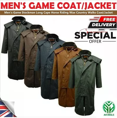 Buy Game Mens Stockman Long Cape Horse Riding Wax Country Walks Coat/Jacket S-2XL UK • 14.99£