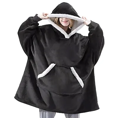Buy Adult Sherpa Fleece Hoodie Ultra Plush Oversized Giant Soft Sweatshirt Blanket • 4.95£