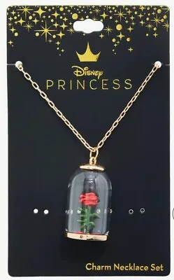 Buy Disney  Beauty And The Beast Enchanted 3D Rose Necklace NWT • 18.34£