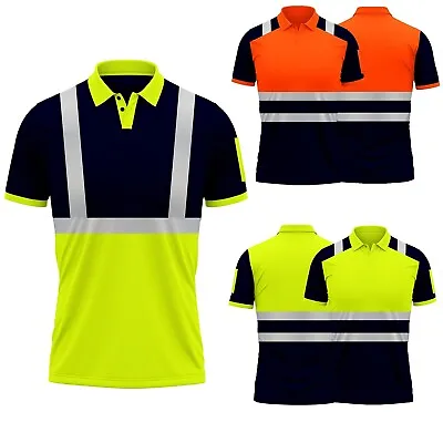 Buy Hi Vis Viz Visibility Short Sleeve Polo Safety Work Wear Reflective T-Shirt Top • 15.99£