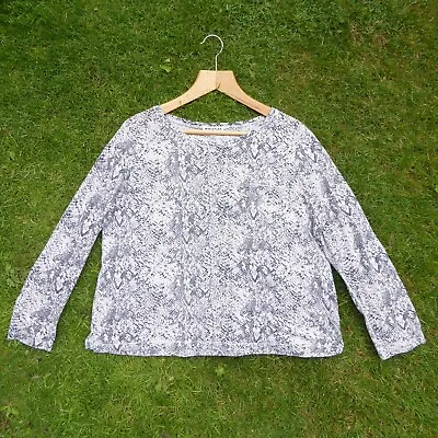 Buy WHISTLES Jersey Top Long Sleeve T Shirt Snakeskin Animal Print Pocket UK 14 • 9.99£