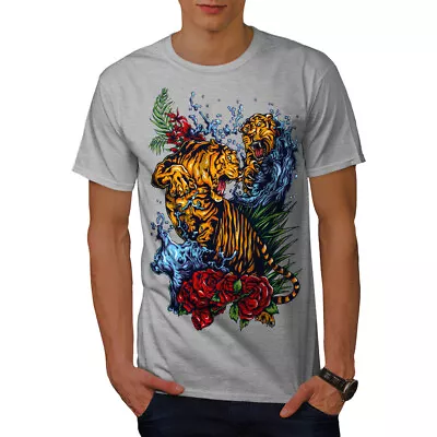 Buy Wellcoda Wild Tiger Mens T-shirt, Cartoon Animal Graphic Design Printed Tee • 15.99£