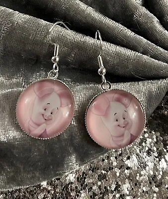 Buy Silver 925 Piglet Earrings  Glass Kids Jewellery Winnie The Pooh Pig Bear • 7.95£