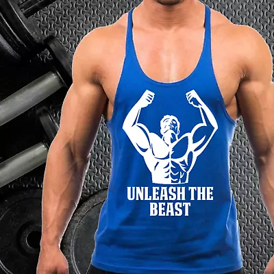 Buy Unleash The Beast Gym Vest Stringer Bodybuilding Muscle Training Fitness Singlet • 8.99£