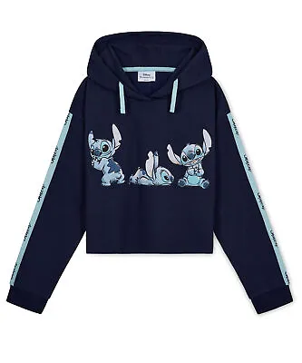 Buy Disney  Kids Girls Stitch Cropped Hoodie Hoody Hooded Top • 17.49£