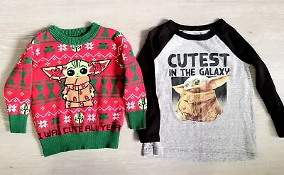 Buy Yoda STAR WARS Kids Shirts Christmas Sweater Size 12M And Long Sleeve Size 4T • 9.64£
