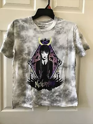 Buy New Wednesday Addams Family Nevermore Juniors M, L, Or XL Shirt Grey Tie Dye S/S • 11.47£