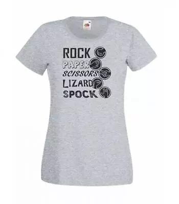Buy Ladies Grey Rock Paper Scissors Spock Lizard Funny Big Bang T-Shirt • 12.95£