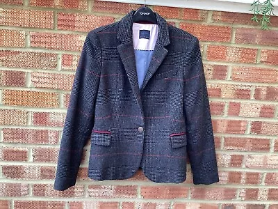 Buy Ladies Zara Grey/ Red Checked Blazer/ Jacket Wool Mix Size S 8-10 County Look • 14£