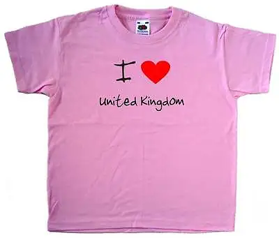 Buy I Love Heart United Kingdom Pink Kids T-Shirt • 6.99£