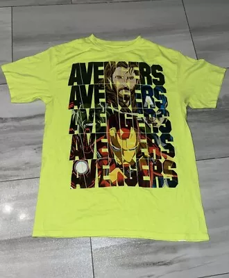 Buy Avengers Age Of Ultron Marvel Graphic T-shirt Youth M 8 Boys Neon Green • 14.21£
