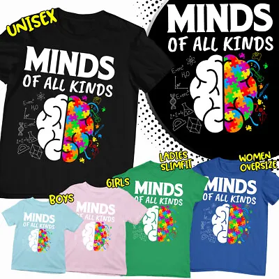 Buy Minds Of All Kinds Autism Awareness Mens Womens Boys Girls T-Shirts-Tee-Top-AD • 9.99£