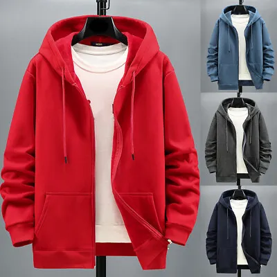 Buy Mens Fleece Fur Hooded Jacket Coat Zip Warm Hoodie Sweatshirt L-4XL Size Loose • 7.19£