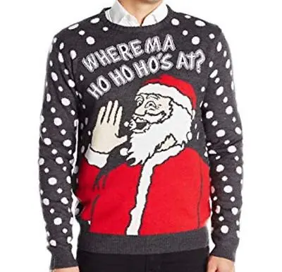 Buy Unisex 3 Santas Christmas Jumper Xmas Novelty Knitwear Sweater Santa Snowman • 7.99£