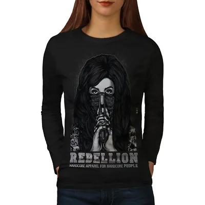 Buy Wellcoda Emo Horror Girl Womens Long Sleeve T-shirt, Apparel Casual Design • 18.99£