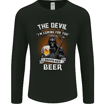 Buy Funny Grim Reaper Devil With Beer Alcohol Mens Long Sleeve T-Shirt • 12.99£