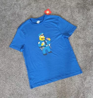 Buy Official The SIMPSONS - CHIEF WIGGUM Tee Size L Blue T-Shirt Top Cop Police • 14.99£