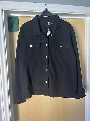Buy Boohoo Oversized Black Denim Jacket Size 20 Brand New • 12£