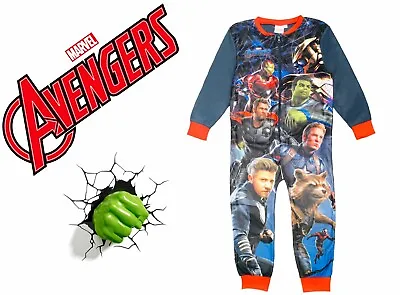 Buy Boys Marvel Avengers 1Onesie One Piece Pyjama Sleepsuit Black Age 4-10 Years • 9.99£