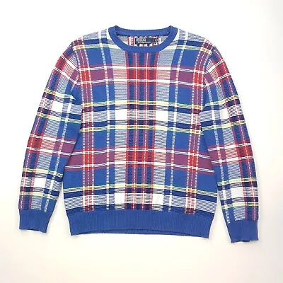Buy Polo Ralph Lauren Plaid Jumper LARGE Men Cotton Sweater Tartan Knit WORN ONCE • 75£