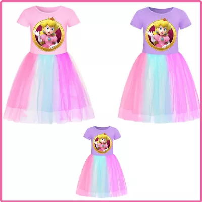 Buy Super Mario Princess Peach Summer Tops Dress Clothing Girl Birthday Party Gift • 10.98£