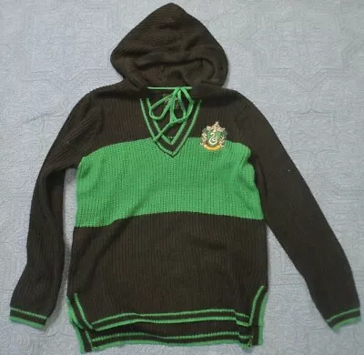 Buy Harry Potter Slytherin Logo Hoodie Knit Black Green Sweater Wizard Adult S/M • 21.68£