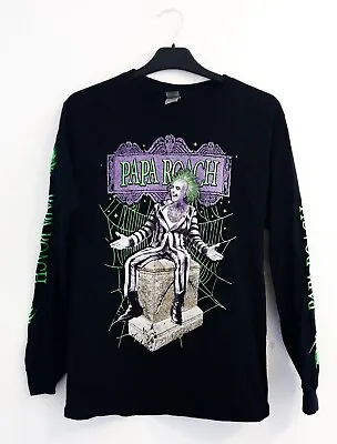 Buy Beetlejuice Papa Roach (Say It 3 Times) Black Long Sleeve T-Shirt Unisex Size S • 25.99£