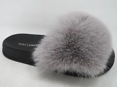 Buy Womens Ladies Faux Fluffy Fur Sliders Warm Fashion Slip On Muler Slippers Shoes • 10.99£