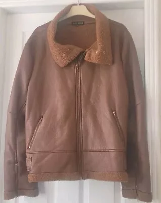 Buy Brown Faux Leather Flying Jacket Size 14 • 14.95£