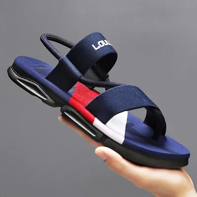 Buy Summer Men Slippers Beach Sandals Comfortable Men Casual Shoes Holiday Flats • 15.34£