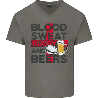 Buy Blood Sweat Rugby And Beers England Funny Mens V-Neck Cotton T-Shirt • 11.99£