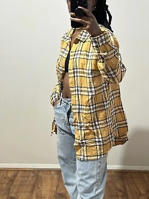 Buy New Look Oversized Unisex Shirt In Yellow With Stripes - Size XL  • 10£