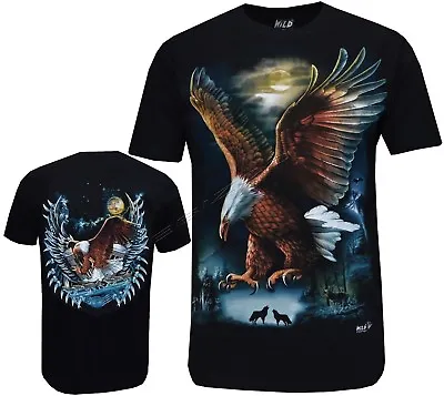 Buy New Eagle Wolf Native American Indian Biker T- Shirt Front & Back Print M - 3XL • 11.99£