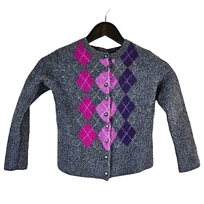 Buy APT 9 Girls Gray, Pink, Purple Argyl Cardigan Sweater 100% Cashmere Size XL • 15.79£
